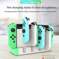 Pengisi Daya Mesin Game PG-9186 untuk Joy-Con NS Dock dengan Pegangan Kecil Joypad, Dock Pengisian Daya ABS untuk Basis Asli