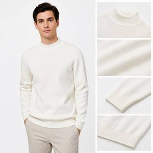 FNJIA Men Solid <strong>Mock</strong> Neck Knit Sweater Slim Fit Long Sleeve 100% Cotton Winter Soft Fabric Basic Casual Business Pullover <strong>Jumper</strong> - Product Image 3