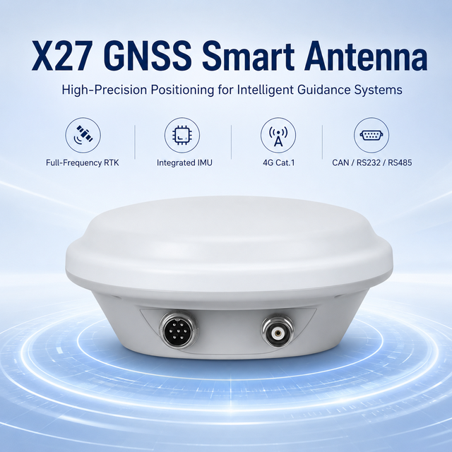 X27 High Precision GNSS RTK Smart Antenna with IMU 4G CAN RS232 RS485 for Agriculture Auto Steering