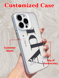 เคสโทร<span class=keywords><strong>ศัพท์</strong></span>แบบใสพิมพ์ลายตามสั่ง ฉลองครบรอบความรัก พร้อมชื่อและวันที่ 1 ชิ้น  วัสดุ TPU สำหรับรุ่น 17/16/15/14 13 12 Pro Max  งานพิมพ์ UV - Product Image 1