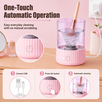 Nettoyeur de pinceaux de maquillage électrique portable automatique avec sécheur-support pour pinceaux de maquillage