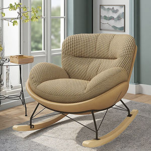 Mecedora de lujo nórdico moderno de tela de madera juegos de cuero ala muebles para el hogar sala de estar sofá salón sillas decorativas - Product Image 2