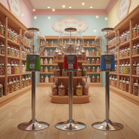 Distributeur automatique de bonbons en métal à monnayeur, distributeur de capsules de jouets, distributeur de bonbons, système de paiement par jetons avec support