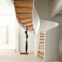 Escalier en spirale intérieur personnalisé en acier et bois, style luxe léger