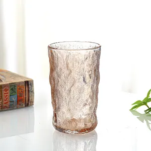 Wholesale 350ml Japanese frosted glass colorful glacier bark Beverages glass milk juice cup