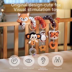 Tumama enfants berceau <span class=keywords><strong>hochet</strong></span> jouets noir et blanc lit poussettes en peluche suspendus hochets jouet doux renard pingouin activité landau <span class=keywords><strong>spirale</strong></span> jouets - Product Image 2