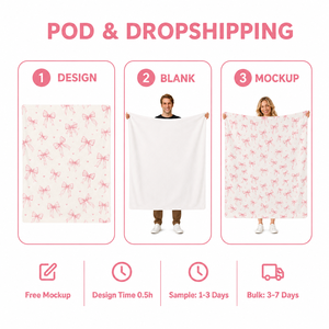 Manta de Sherpa Personalizada con Lazo Rosa Suave, 50x60, Diseño de Lazo en Acuarela, Doble Capa de Franela y Felpa, Acogedora para Sofá o Cama - Product Image 5