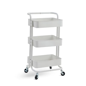 3-Tier Slanke Roterende Trolley Mobiele Metalen Keukenwagen Wielen Voor Thuiskantoor Badkamer Voedselopslagrek Voor Eilanden - Product Image 3