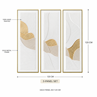 Peinture à l'huile 3D en relief 100% peinte à la main avec feuille d'or texturée, art mural, 3 pièces par ensemble, prête à accrocher pour la décoration du salon et de la maison