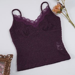 Camisola Ecológica Transpirable de Encaje, Corte Ajustado, Cuello en V, Elástica, Minimalista, de Color Sólido, Sin Mangas - Product Image 6