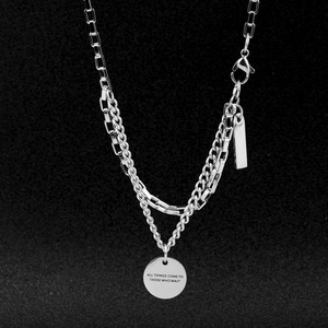 New Retro Simple <b>Titanium</b> Steel Circular Letter Shaped Pendant Necklace Silver Plated Unisex's Necklaces Fashionable Jewelry - Product Image 1