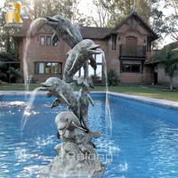 Statues de dauphin en bronze de décoration extérieure de cour pour piscines