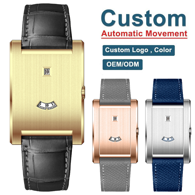 2026 Antique Style Minimalist Square Watch 41mm Customizable Inspired Design Watches with Geometric Windows