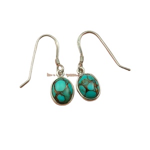 925 boucles d'oreilles en argent Sterling faites à la main naturel bleu cuivre Turquoise pierres précieuses bijoux antiques fins pour cadeau de fête de mariage - Product Image 1