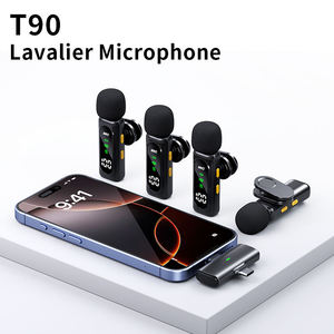 <span class=keywords><strong>Meilleur</strong></span> microphone cravate sans fil portable 2-en-1 T90 <span class=keywords><strong>de</strong></span> haute qualité 2.4G léger avec affichage numérique et suppression du bruit (4 micros) - Product Image 5