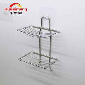 Support mural double couche Hua Simeng en acier inoxydable pour savon, rectangulaire, avec fonction d'égouttement pour salle de bain - Product Image 2