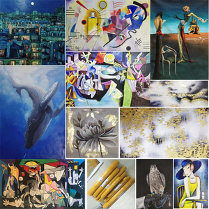 Immagini foto immagini fatte a mano tela acrilica wall art dipinto a mano galleggiante in lega di alluminio cornice in legno dipinti ad olio personalizzati - Product Image 4