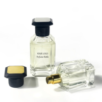 Meilleures ventes, flacons de parfum en verre uniques, vaporisateur carré, 30 ml, 50 ml, 100 ml, flacon de parfum vide pour huile essentielle, emballage en verre