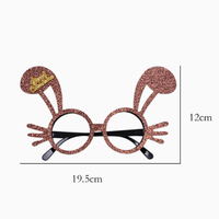 Lunettes de fête légères style oreilles de lapin marron, lunettes de déguisement de Noël scintillantes de qualité, ornements de Noël de dessin animé