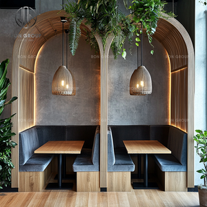 Nửa Vòng Tròn Cong Gỗ Nhà Hàng Bằng Gỗ Gian Hàng Chỗ Ngồi Bảng Đặt Ghế Sofa Đồ Nội Thất Gian Hàng Cho Quán Cà Phê Quán Cà Phê - Product Image 4