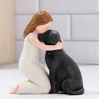 Figurines en résine de chien ange noir de style château européen écologiques, ornement commémoratif d'amitié pour chiens anges, pour les amoureux des animaux de compagnie