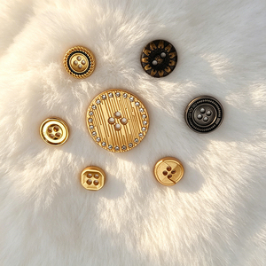 Handicraft Decor Zinc Alloy Round <b>Buttons</b> High Polished Gold Custom Engraved Brand Brass Shank Ornament <b>Buttons</b> - Product Image 1