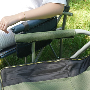 Chaise de camping portable robuste à dossier haut avec support lombaire, chaise de camping pliable avec accoudoirs rigides et porte-gobelet - Product Image 6