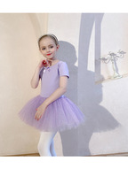 Conjunto de Tutú de Ballet para Niñas, Leotardo Rosa Lila con Falda Abombada, Lindo Disfraz de Danza para Niñas para Actuaciones y Entrenamiento