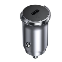 Chargeur de voiture USB-C PD ultra-mini 30W en alliage d'aluminium, adaptateur universel à port unique pour charge rapide 12V-24V