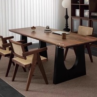 Table à manger médiévale convertible DISHI en bois de frêne massif, grand bureau rectangulaire pour salon, mobilier domestique
