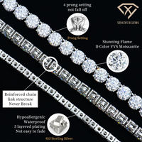 Collier Tennis de Luxe pour Hommes et Femmes, Style Hip-hop, en Argent 925 Plaqué Rhodium, avec Moissanite Certifiée VVS GRA, Taille Brillant 2-6mm, Longueur 16-24 pouces