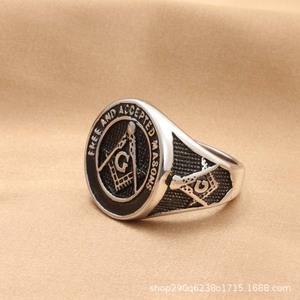 Men's Retro Silver Letter <b>Ring</b> <b>Titanium</b> Steel Punk Style Gift Jewelry - Product Image 4