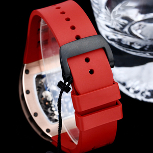 Reloj Mecánico Automático de Alta Gama con Caja de Aleación de Lujo, Correa Roja, Esqueletizado, Estilo Casual para Hombre, Resistente al Agua - Product Image 6