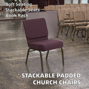 Chaises d'église modernes pour événements, empilables en fer, pour auditorium, avec porte-livres et coussin rembourré, vente en gros - Product Image 2