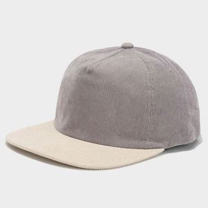 Wholesale Custom Logo 5 Panel Flat Brim Baseball Cap Customized Corduroy Snapback Caps - Product Image 2