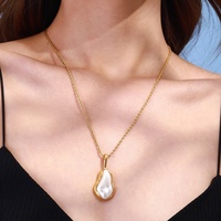 Collier à clous en acier inoxydable plaqué or 18 carats de style vintage avec pendentif en perle d'imitation, accessoire tendance