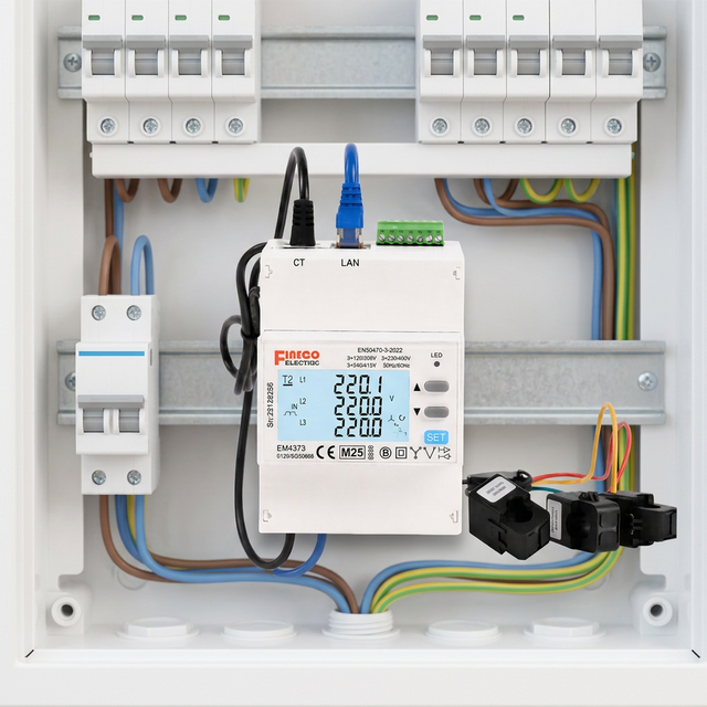 EM4373-Ethernet Three Phase Ethernet Smart Energy Meter RJ45 Modbus TCP Power Meter 333mV CT Input for DCIM Solar EV Charger