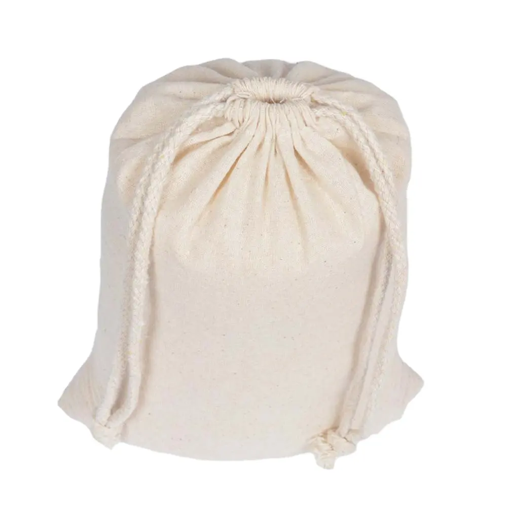 Bolsa de algodón de cáñamo grande y gris con logotipo personalizado, bolsa Tws con cordón de cinta, tejido de lino fino para sombrero