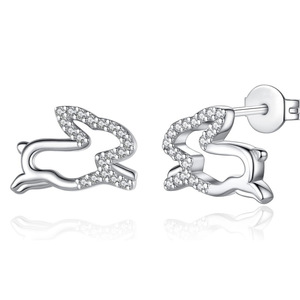 Orecchini a perno con coniglietto da donna, design cavo, per il Festival di Metà Autunno, uso quotidiano, regalo per feste, accessori - Product Image 5