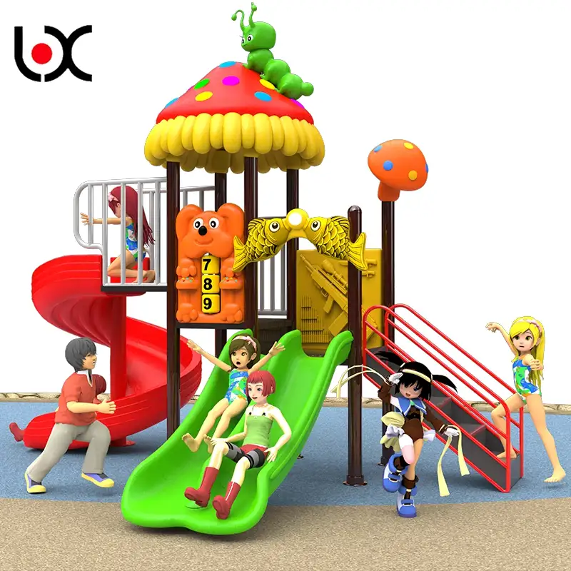 Custom made kids plastic games plastic slide outdoor playground for amusement park