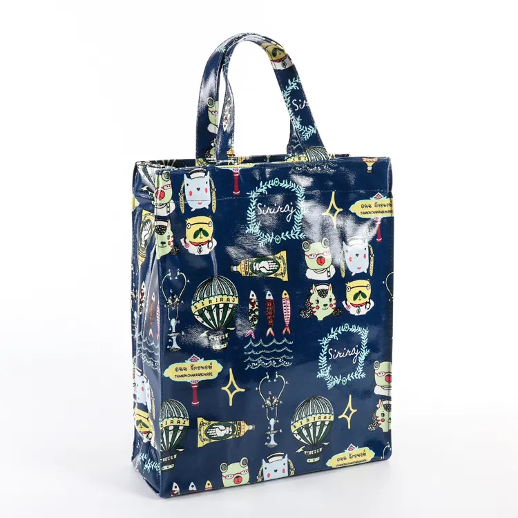 Bolso de mano de imitación de cuero para mujer, bolsa de mano de alta calidad con impresión de logotipo personalizado, resistente al agua, de vinilo y PVC