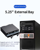 Tray-less 4-Bay 2.5 "SATA/SAS SSD/HDD Enclosure untuk 5.25" Bay MiniSAS HD (SFF-8643) konektor