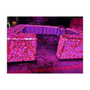 Comptoirs de bar commerciaux personnalisés en pierre d'agate <span class=keywords><strong>Comptoir</strong></span> de bar à led illuminé rouge à vendre - Product Image 3