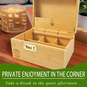 Bamboo Stash Box With Rolling Tray Wood Storage Box With Lock Proof Smoking Accessories Kit Organizer Container