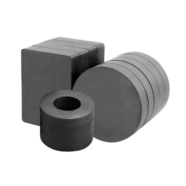 Large Black Square and Circular Ring Magnets Strong Ferrite Permanent Industrial Magnet Block for Industrial Applications