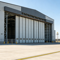 Hangar d'avion préfabriqué en acier Q355B sur mesure, hangar à portée libre avec porte coulissante, certifié CE EN1090
