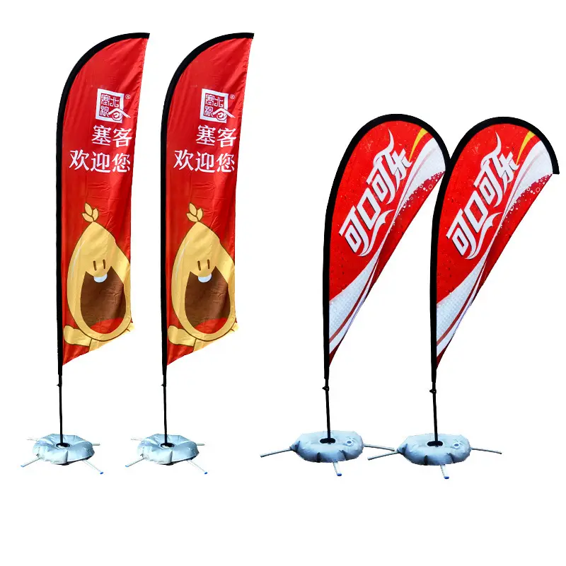 Supporto per Banner in piuma personalizzato che pubblicizza bandiere da spiaggia a goccia, bandiere all'ingrosso, striscioni e accessori per l'esposizione