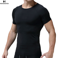 T-shirt de sport pour homme en Spandex/Polyester respirant, séchage rapide, coupe ajustée, manches courtes, idéal pour la course estivale