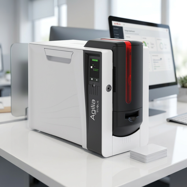 Evolis Agilia Simplex Retransfer 600 DPI Resolution Single Dual Sided Business ID PVCPlastic Card Printer