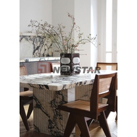 Table de salle à manger moderne en onyx naturel Table de salle à manger en onyx blanc de luxe Nordic Light Table de salle à manger italienne minimaliste Hotel Villa